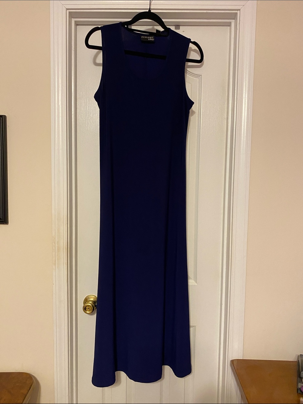 Attitudes by Renee Sleeveless Maxi Dress in Royal/Navy Blue medium petite